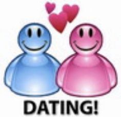 two blue and pink smiley faces with the words dating