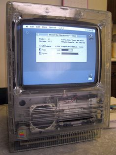 an old computer monitor sitting on top of a table