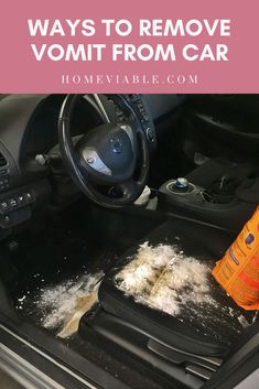 the inside of a car that has been filled with dirt and other things in it