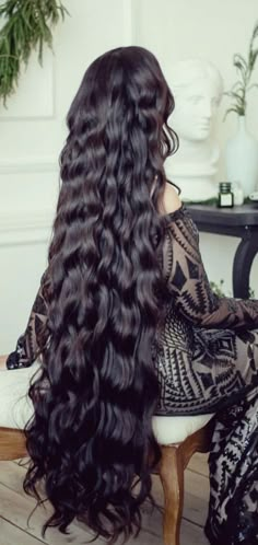 Long Curly Black Hair, Extremely Long Hair, Black Curly Hair, Super Long Hair, Long Wavy Hair