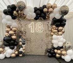 Senior Party, 25 Birthday, Black And Gold Balloons, Gold Party Decorations, 18th Birthday Cake