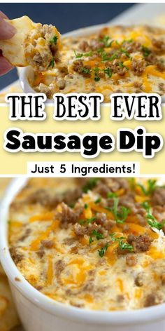 the best ever sausage dip just 5 ingredients and it's super easy to make