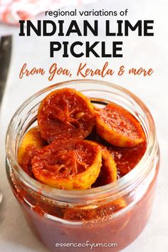 Ever wondered what's different about a lime pickle from Goa, Kerala or Sri Lanka? Discover how 20 recipes for spicy pickled limes compare on The Essence of Yum. #limepickle #limepickles #essenceofyum Indian Pickle Recipe, Achar Recipe, Pickled Foods, Chickpea And Spinach Curry, Curry Recipes Easy