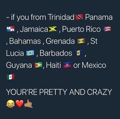 the names of different countries on a dark background with text that reads, if you from trinidad