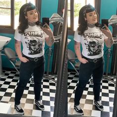 Taken before band practice because.... well, why not! haha I love the cramps! #rockabilly #psychobilly #punkrock #hashtagtheshitoutofit… Casual Rockabilly Outfits, Rockabilly Concert Outfit, Psychobilly Plus Size, Phycobilly Fashion, Plus Size Rockabilly Outfits, Pin Up Outfits Vintage, Psychobilly Aesthetic