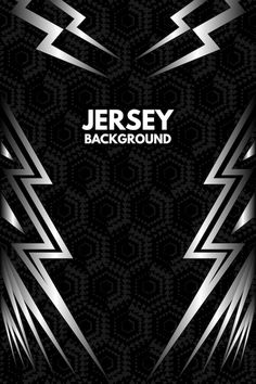 an abstract black and white background with silver lines on the bottom, and text that reads jersey