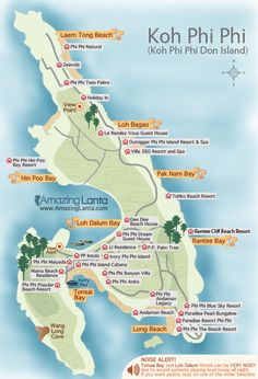 a map of koh phi phi and the surrounding islands