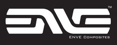 the logo for enve composites is shown in white on black background