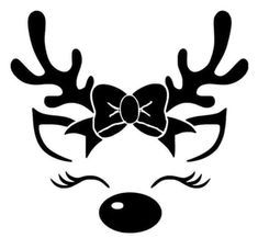 a reindeer's face with a bow on its head and antlers around it