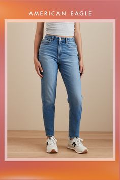 Stretch | Mid-weight structured denim with just enough stretch for everyday comfort/True jean-like fabric that holds its shape/An average of 2 recycled bottles used per jean! True Jeans, Mom Jean, Recycled Bottles, Comfortable Outfits, Warm Colors, American Eagle Outfitters, Mom Jeans, Women's Jeans, American Eagle