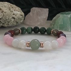 Fertility Gemstone Bracelet, Fertility Bracelet, Bracelet Inspiration, Gems Bracelet, Stone Bracelets, Emotional Body, Moonstone Bracelet, Rose Quartz Stone