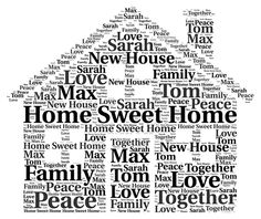 a house made up of words that say home sweet home