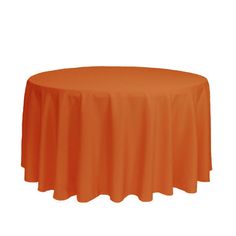 an orange round tablecloth on a white background