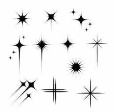 black and white stars are arranged in the shape of different shapes, sizes and colors