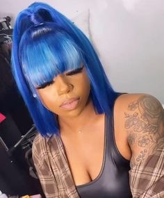 Baddie Braids, Grad Hair, Bday Hair, Blue Wigs, Wig Installation, Hot Hairstyles, Short Layered Bob, Frontal Wig Hairstyles, Haircut Pictures