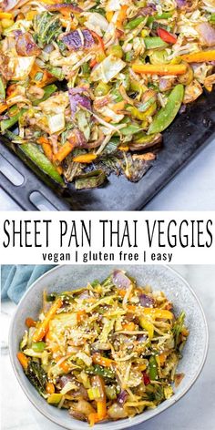 sheet pan thai veggies with text overlay