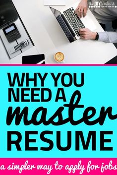 a person sitting at a desk using a laptop computer with the title why you need a master resume