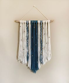 Yarn Decor, Diy Wall Hanging Yarn, Boho Bedroom Wall Decor, Tassel Wall Hang, Boho Yarn, Bohemian Diy, Yarn Hanging, Fiber Wall Art, Yarn Wall Art