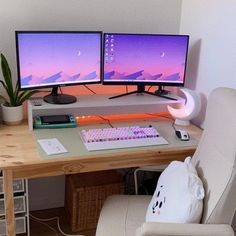 Homey gaming pc setup Game Streaming Setup, Beginner Streaming Setup, Gamer Streaming Setup, Video Game Streaming Setup, Purple Streaming Setup, Game Setup, Gaming Setups, Standing Desk