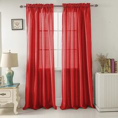 Nikki Faux Silk Rod Pocket Curtain Panel - Adore the Decor Co. High Curtains, Faux Silk Curtains, Casual Decor, Silk Curtains, Red Panels, Sheer Curtain Panels, Rod Pocket Curtain Panels, Rod Pocket Curtains, Colorful Curtains