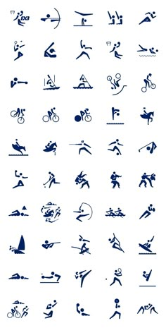 the olympic symbols are shown in blue and white, as well as an image of a man