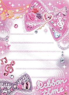 an image of a pink background with bows and jewels