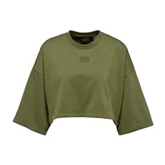 Layering T Shirts, Green Crop Top, Top Crop, Top T Shirt, Crew Shirt