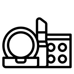 a black and white line drawing of a magnifying glass next to a test tube