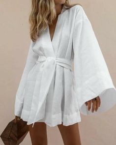 Luxury White Kimono For Vacation, Diy Sy, Kimono Style Dress, Fest Outfits, Casual Kimono, Womens Fall Dress, Elegante Casual