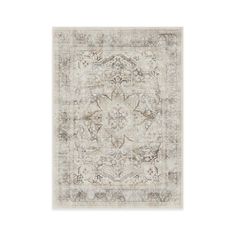 an antique style rug in grey and beige tones