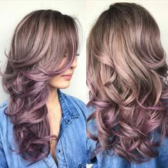 Love this color . Mauve Balayage, Colour Highlights, Hair Play, Dusty Mauve, Hairstyle Inspiration, Ombré Hair, Curl Cream, Golden Hair, Heart Hair