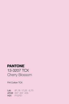 a pink poster with the words pantonee and cherry blossom in black on it