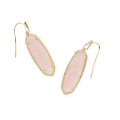 Add a touch of elegance to any look with the Eleanor Small Drop Earrings. Versatile and lightweight, this darling pair can easily be dressed up or down for a sophisticated, contemporary look. Designer, founder, and philanthropist Kendra Scott started her company in 2002, just three months after her first son was born. Her commitment to innovation, quality, customer service, and detail has taken her from a small startup to a billion-dollar brand. Kendra Scott is known for its design and material Elegant Blush Earrings, Elegant Pink Gold Jewelry With Ear Wire, Elegant Pink Earrings With Ear Wire, Chic Formal Pink Jewelry, Chic Pink Earrings For Formal Occasions, Harlow Necklace, Simple Studs, Rose Quartz Color, Kendra Scott Bracelet