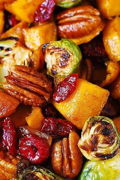 roasted brussel sprouts and brussels sprouts with cranberries