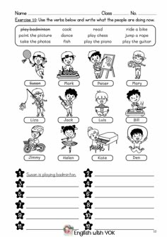 an english worksheet with pictures and words