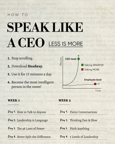 a page from a book with instructions on how to speak like a ceco less is more