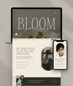 a tablet and phone are shown with the word bloom on it