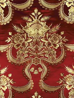 Old World Weavers Reale Nastri Cherry Gold Fabric Gold Color Number, Timeless Room, Scalamandre Fabric, Christmas Photo Album, Elegant Living Room Design, Gold Color Palettes, Modern Vintage Decor, Lee Jofa, Pierre Frey