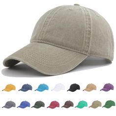 PRICES MAY VARY. 1. PREMIUM WELL MADE CASUAL PLAIN BASEBALL HAT , The Khaki Gray cap is made from sturdy and durable cotton dyed fabric , it has been washed and polished with a special process to create this vintage style . the sweatband is made from the same color cotton fabric, the same as the appearance of high-grade quality. The ball hat is soft, lightweight, comfortable and breathable. 2. ONE SIZE FITS MOST HEADS ADJUSTABLE STRAPBACK BALL CAP , The hat circumference 21¼ ～23½, the flowing ca Outdoor Hat For Baseball Season, Solid Baseball Cap For Baseball Season, Solid Color Baseball Cap For Baseball Season, Baseball Season Baseball Cap, Solid Color Curved Bill Hat For Baseball Season, Solid Color Baseball Cap For Sports Events, Casual Solid Color Trucker Hat For Sports Events, Plain Baseball Caps, White Baseball Cap