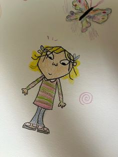 Disney Doodle Art, Animated Characters Drawings Cartoon, Lola Charlie And Lola, Cute Drawings Birthday, Childhood Drawing Ideas, Charlie And Lola Aesthetic, Aesthetic Person Drawing, Lola And Charlie, Drawings For Mom