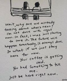 a handwritten poem with two people sitting on a couch