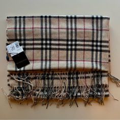 Reposhing This Item I Purchased From @Hahndi. Loved It, But Ready To Rotate For Something New. Questions? Leave A Comment Below! Burberry Plaid, Beige Plaid, Burberry Scarf, Burberry Vintage, Checked Scarf, Burberry Accessories, Knit Wrap, Vintage Burberry, Patterned Scarves