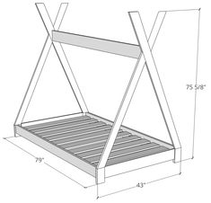 a bed frame is shown with measurements for the top and bottom sides, including one side