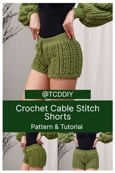 the crochet cable stitch shorts pattern is shown