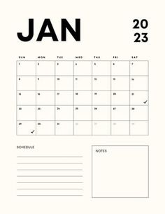 a calendar with the word jan in black and white, on top of a blue background