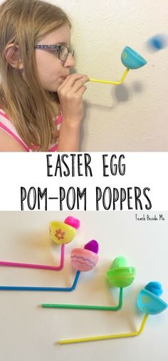 Easter Egg Pom-Pom Poppers: Fun & Easy Easter craft for kids! Cool Easter STEM activity as well.  via @karyntripp Easter Stem Activities, Easter Stem, Easter Craft For Kids, Making Easter Eggs, Easy Easter Crafts, Easter Craft