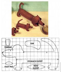 a paper model of a dog and its puppies with instructions to cut out the pattern