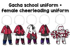 an image of female cheerleader uniforms with text overlay that reads, gacha school uniform female cheerleader uniform