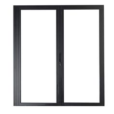 an open sliding glass door on a white background