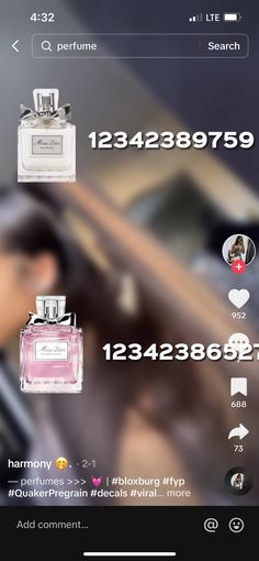 an image of a woman's perfume ad on her phone